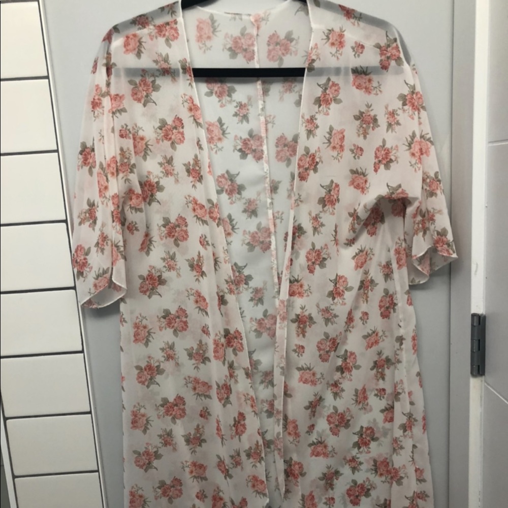 Chiffon Floral Kimono Beach Cover